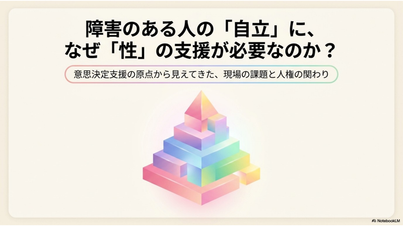 スライド1枚目：表紙「障害のある人の『自立』に、なぜ『性』の支援が必要なのか？」